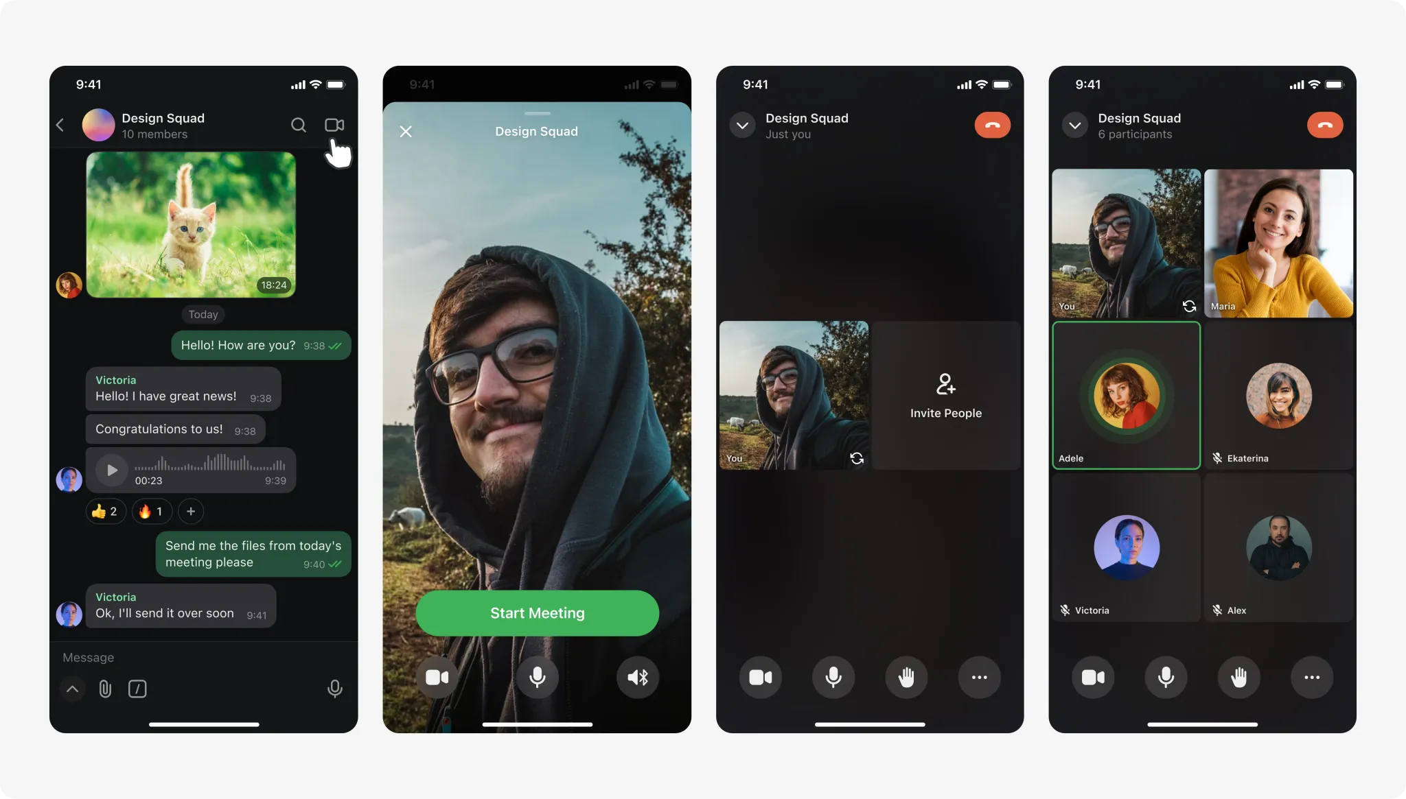 Mobile video meeting screens