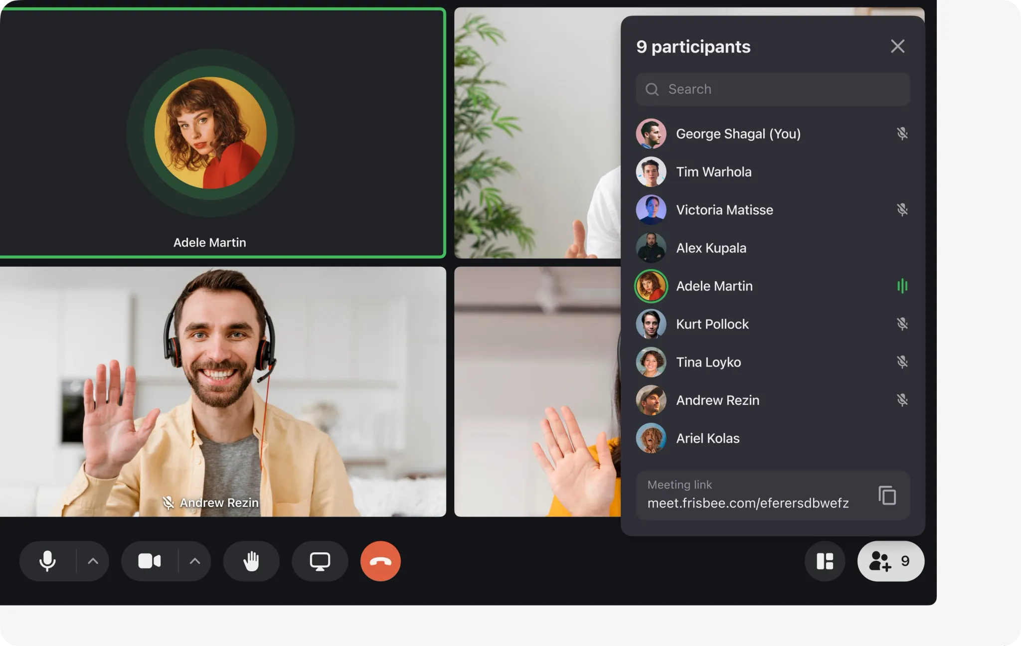Meeting participants and invite link