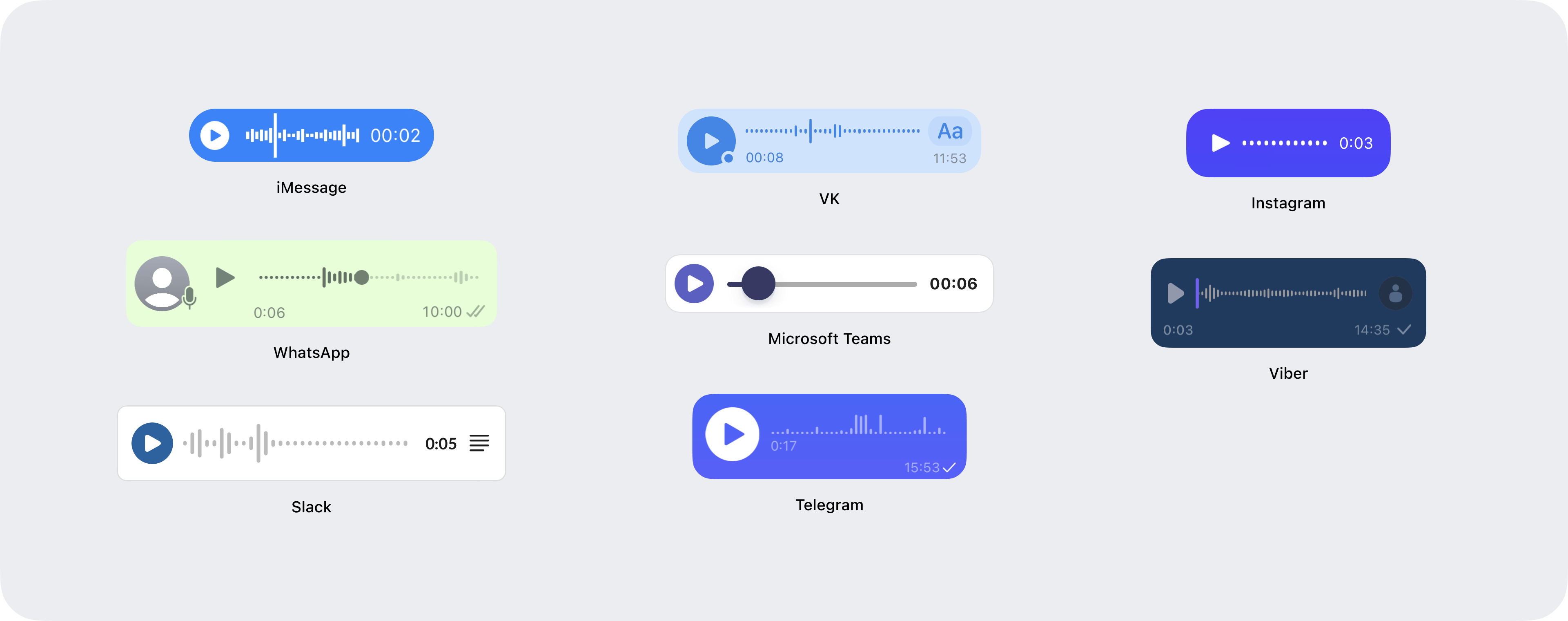 Voice message bubble interfaces