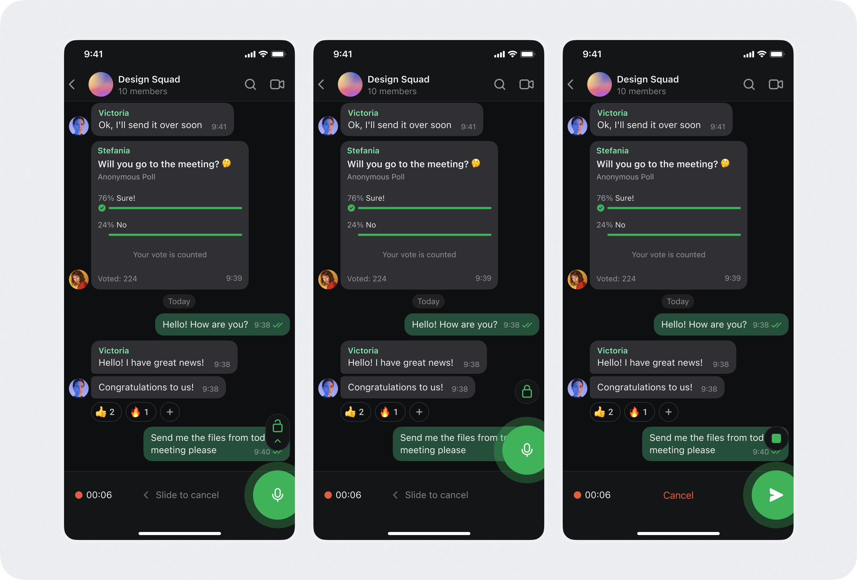 First concept of voice message recording