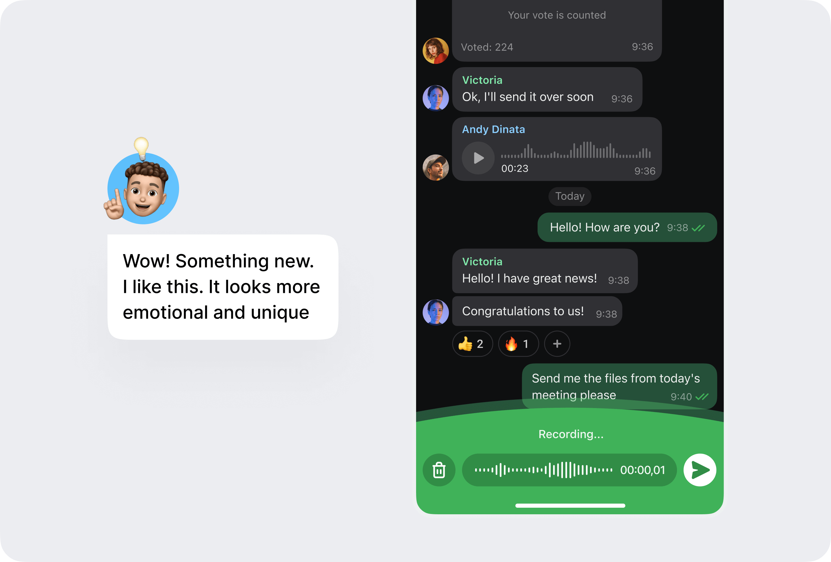 Second concept of voice message recording