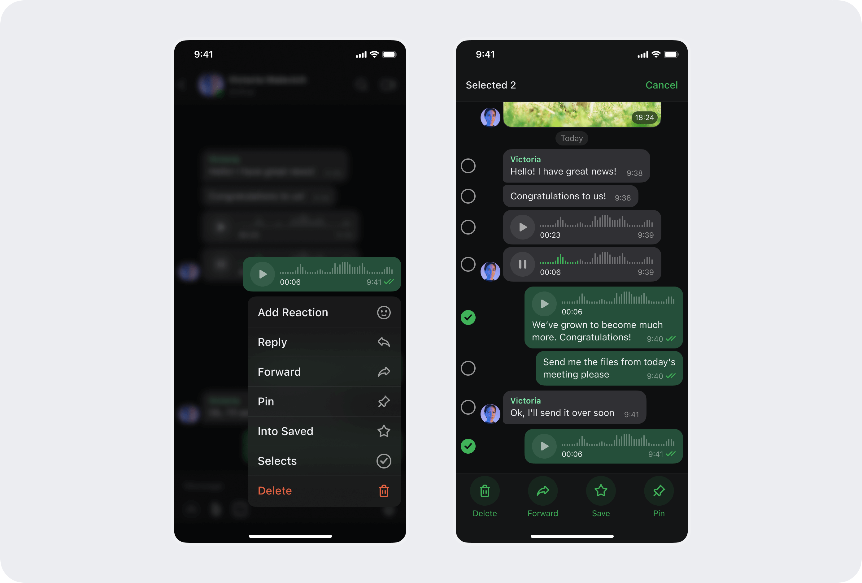 Voice message actions hypothesis